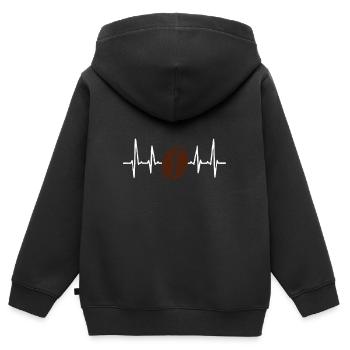 Café Battement de Coeur Café Coffee Café Café - Sweat Premium à capuche zippé enfant bio - noir - Dos - AI Model Kid Male (0cm)