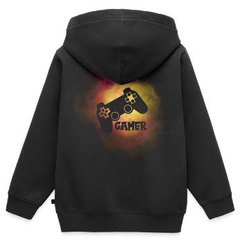 Gamer Gamer-Gamepad - Kinder Premium Organic Zip Hoodie - Schwarz - Hinten - AI Model Kid Male (0cm)