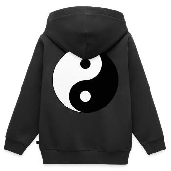 Yin Yang YOGA - Kinder Premium Organic Zip Hoodie - Schwarz - Hinten - AI Model Kid Male (0cm)