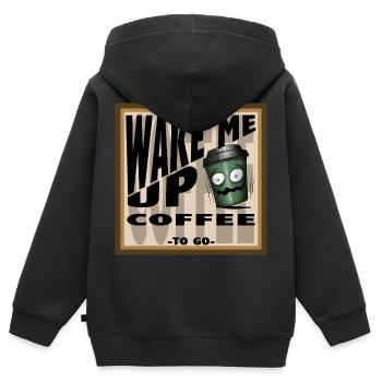 WAKE ME UP COFFEE - Kinder Premium Organic Zip Hoodie - Schwarz - Hinten - AI Model Kid Male (0cm)