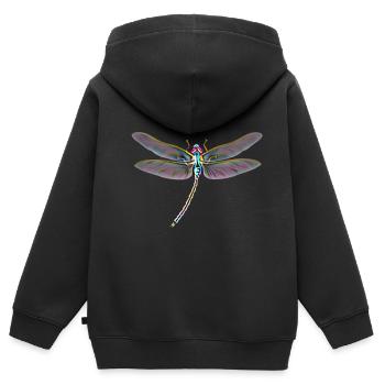 Libelle - Kinder Premium Organic Zip Hoodie - Schwarz - Hinten - AI Model Kid Male (0cm)