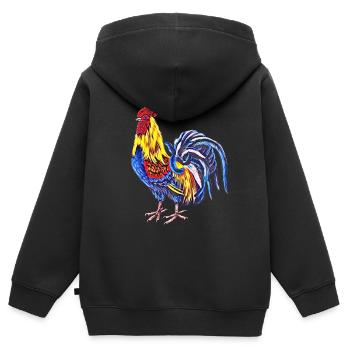 Rooster - Kids Premium Organic Zip-up Hoodie - black - Back - AI Model Kid Male (0cm)