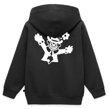 CLOWN - Kinder Premium Organic Zip Hoodie - Schwarz - Hinten - AI Model Kid Male (0cm)