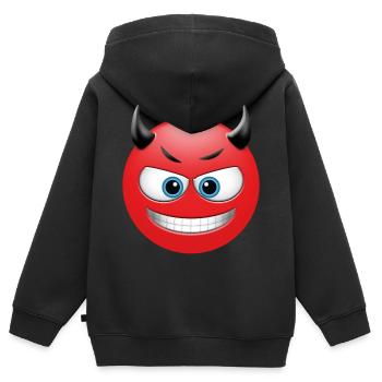 EMOJI grinning devil cool and funny design - Kids Premium Organic Zip-up Hoodie - black - Back - AI Model Kid Male (0cm)