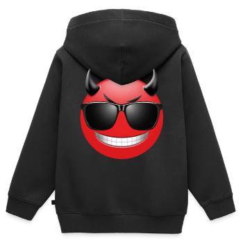 EMOJI devil with sunglasses funny design - Kids Premium Organic Zip-up Hoodie - black - Back - AI Model Kid Male (0cm)