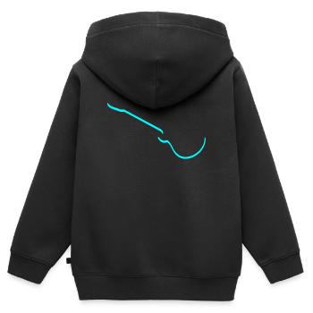 E Gitarre - Kinder Premium Organic Zip Hoodie - Schwarz - Hinten - AI Model Kid Male (0cm)