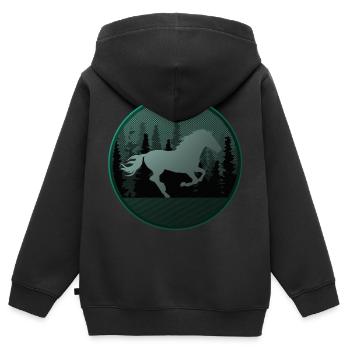 Horse horses riding equestrian pony western shirt - Kids Premium Organic Zip-up Hoodie - black - Back - AI Model Kid Male (0cm)