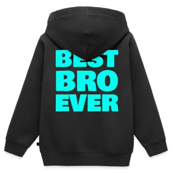 MEILLEUR BRO JAMAIS - Sweat Premium à capuche zippé enfant bio - noir - Dos - AI Model Kid Male (0cm)