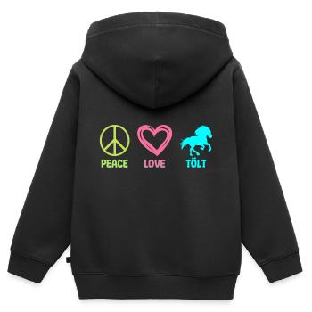 Tölt Islandpferd Isländer Pferd Peace Love - Kinder Premium Organic Zip Hoodie - Schwarz - Hinten - AI Model Kid Male (0cm)
