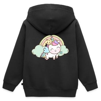 Licorne Princesse Couronne Étoiles Tige Chaussures Rose - Sweat Premium à capuche zippé enfant bio - noir - Dos - AI Model Kid Male (0cm)