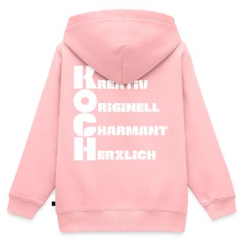Koch - Kinder Premium Organic Zip Hoodie - Rosa - Hinten - AI Model Kid Female (0cm)