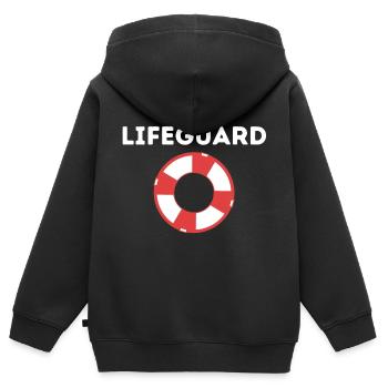 Gardes-côtes Lifeguard Garde-côte Baywatch - Sweat Premium à capuche zippé enfant bio - noir - Dos - AI Model Kid Male (0cm)