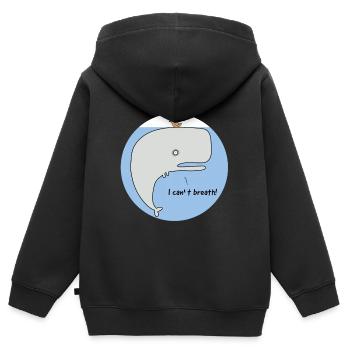 Whale funny blue whale i can't breath! - Kids Premium Organic Zip-up Hoodie - black - Back - AI Model Kid Male (0cm)