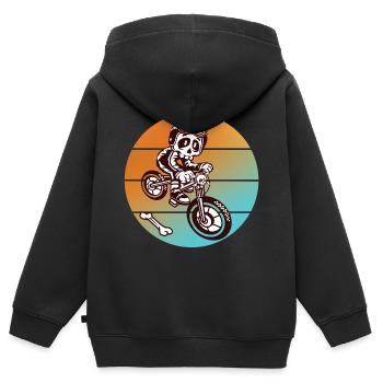 Skull skull bike - Sweat Premium à capuche zippé enfant bio - noir - Dos - AI Model Kid Male (0cm)