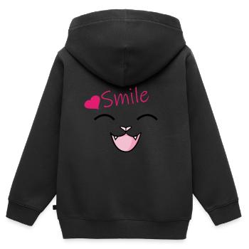 Baby Mädchen Kids Smile Süß Niedlich Kawaii Kitten - Kinder Premium Organic Zip Hoodie - Schwarz - Hinten - AI Model Kid Male (0cm)