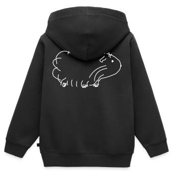 Cochon d'Inde - Sweat Premium à capuche zippé enfant bio - noir - Dos - AI Model Kid Male (0cm)