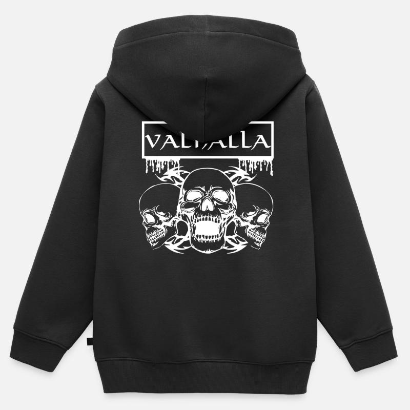 Valhalla - Premium børne zip-hættetrøje økologisk - sort