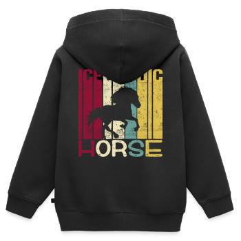 Islandpferd Tölt Isländer Retro Vintage Silhouette - Kinder Premium Organic Zip Hoodie - Schwarz - Hinten - AI Model Kid Male (0cm)