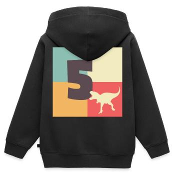 T-Rex Dinosaurier | Geschenkidee zum 5. Geburtstag - Kinder Premium Organic Zip Hoodie - Schwarz - Hinten - AI Model Kid Male (0cm)