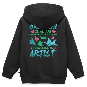 Origami - Sweat Premium à capuche zippé enfant bio - noir - Dos - AI Model Kid Male (0cm)