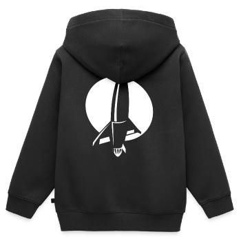 RAKETE - Kinder Premium Organic Zip Hoodie - Schwarz - Hinten - AI Model Kid Male (0cm)