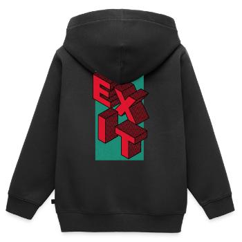Exit - den Ausgang nehmen - Verlassen - in rot - Kinder Premium Organic Zip Hoodie - Schwarz - Hinten - AI Model Kid Male (0cm)