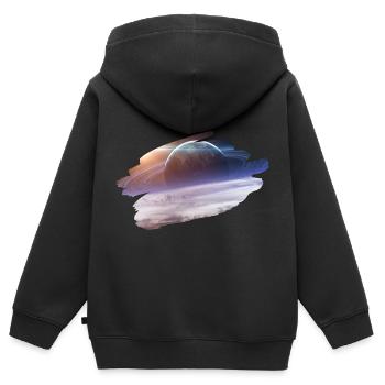 planète dans l'espace space - Sweat Premium à capuche zippé enfant bio - noir - Dos - AI Model Kid Male (0cm)