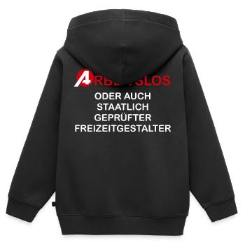 arbeitsamt arbeitslos hartz 4 - Kinder Premium Organic Zip Hoodie - Schwarz - Hinten - AI Model Kid Male (0cm)