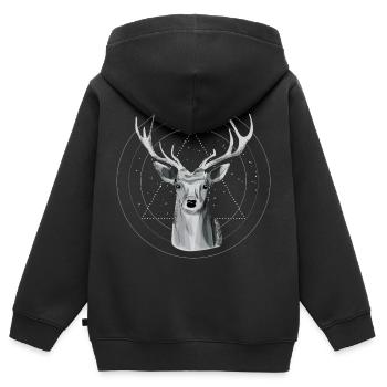Cerf céleste - Sweat Premium à capuche zippé enfant bio - noir - Dos - AI Model Kid Male (0cm)