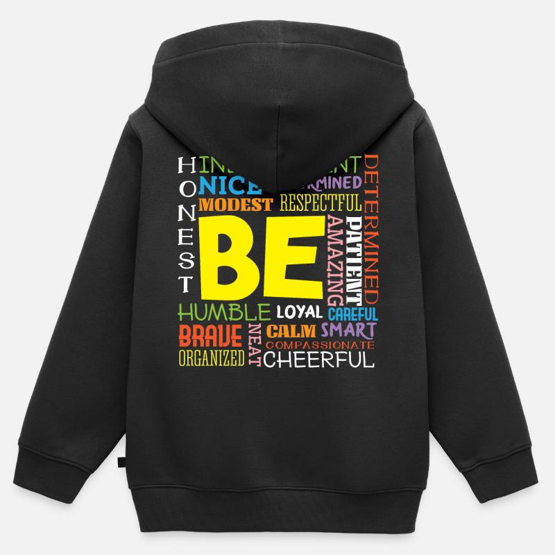 Chemise de motivation - Soyez positif - Sweat Premium à capuche zippé enfant bio - noir
