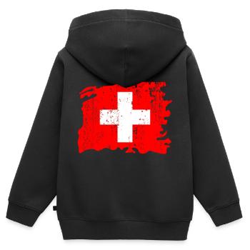 Switzerland Swiss Switzerland flag cross - Kids Premium Organic Zip-up Hoodie - black - Back - AI Model Kid Male (0cm)