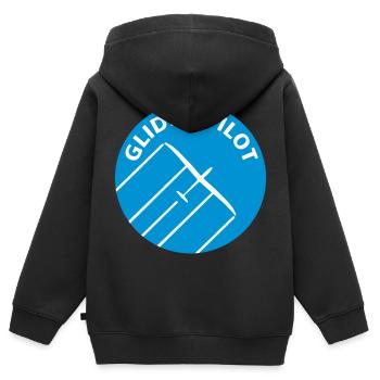 Segelflieger Brustmotiv gleiten Pilot Segelflugzeu - Kinder Premium Organic Zip Hoodie - Schwarz - Hinten - AI Model Kid Male (0cm)