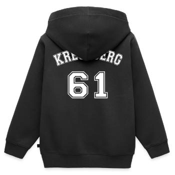 Kreuzberg 61 Berliner Bezirk Nostalgie Design - Sweat Premium à capuche zippé enfant bio - noir - Dos - AI Model Kid Male (0cm)