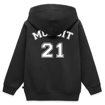 Moabit 21 Berliner Bezirk Nostalgie Design - Sweat Premium à capuche zippé enfant bio - noir - Dos - AI Model Kid Male (0cm)