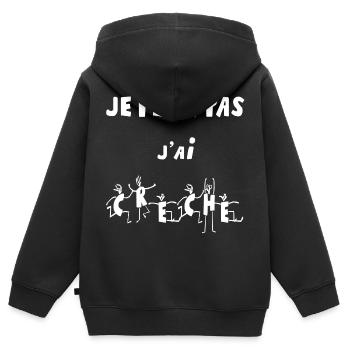je peux pas j'ai creche - Sweat Premium à capuche zippé enfant bio - noir - Dos - AI Model Kid Male (0cm)