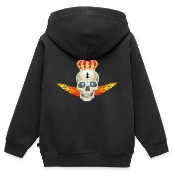 Totenkopf Feuer Fluegel Diamanten Krone - Kinder Premium Organic Zip Hoodie - Schwarz - Hinten - AI Model Kid Male (0cm)