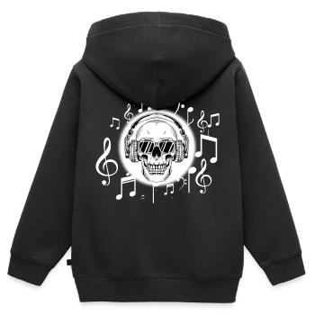 Casque DJ Skull cadeau notes de musique de crâne - Sweat Premium à capuche zippé enfant bio - noir - Dos - AI Model Kid Male (0cm)