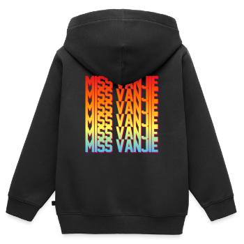 Fräulein Vanjie! Meme Regenbogenfarbe Text - Kinder Premium Organic Zip Hoodie - Schwarz - Hinten - AI Model Kid Male (0cm)