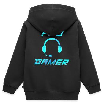 Cadeau de joueur Gamer Gamer - Sweat Premium à capuche zippé enfant bio - noir - Dos - AI Model Kid Male (0cm)