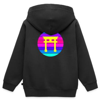 Torii Japanisches Tor Shinto Geschenk tor - Kinder Premium Organic Zip Hoodie - Schwarz - Hinten - AI Model Kid Male (0cm)