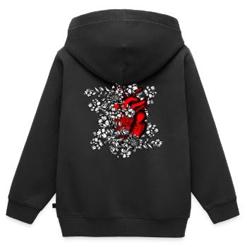 Herz blumig - Kinder Premium Organic Zip Hoodie - Schwarz - Hinten - AI Model Kid Male (0cm)