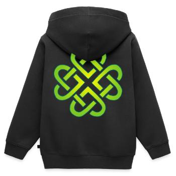 Vierblättriges Kleeblatt und Herzen - Kinder Premium Organic Zip Hoodie - Schwarz - Hinten - AI Model Kid Male (0cm)