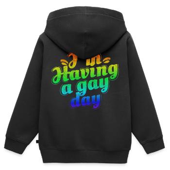 LGBT Lesbisch Pride - Kinder Premium Organic Zip Hoodie - Schwarz - Hinten - AI Model Kid Male (0cm)