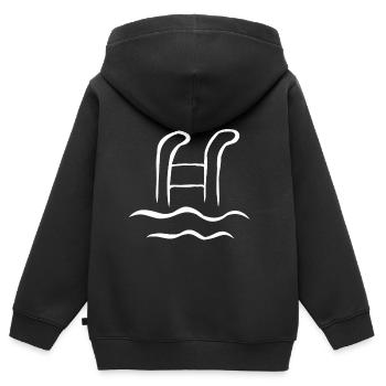 Piscine piscine extérieure piscine intérieure cadeau sauveteur - Sweat Premium à capuche zippé enfant bio - noir - Dos - AI Model Kid Male (0cm)