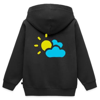 Nuageux soleil nuages ciel été printemps - Sweat Premium à capuche zippé enfant bio - noir - Dos - AI Model Kid Male (0cm)