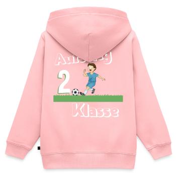 Schulanfang 2. Klasse Fußball Aufstieg - Kinder Premium Organic Zip Hoodie - Rosa - Hinten - AI Model Kid Female (0cm)