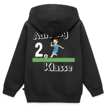 Schulanfang 2. Klasse Fußball Aufstieg - Kinder Premium Organic Zip Hoodie - Schwarz - Hinten - AI Model Kid Male (0cm)