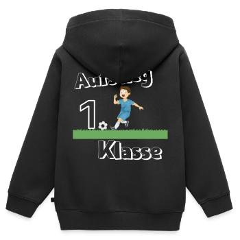 Schulanfang Einschulung 1. Klasse Fußball Aufstieg - Kinder Premium Organic Zip Hoodie - Schwarz - Hinten - AI Model Kid Male (0cm)