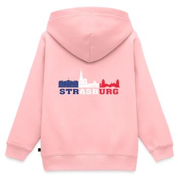 Strasburg City Skyline France Landmark Map - Kids Premium Organic Zip-up Hoodie - rose - Back - AI Model Kid Female (0cm)
