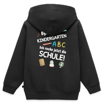 Einschulung Schulanfang Schule schulanfang - Kinder Premium Organic Zip Hoodie - Schwarz - Hinten - AI Model Kid Male (0cm)